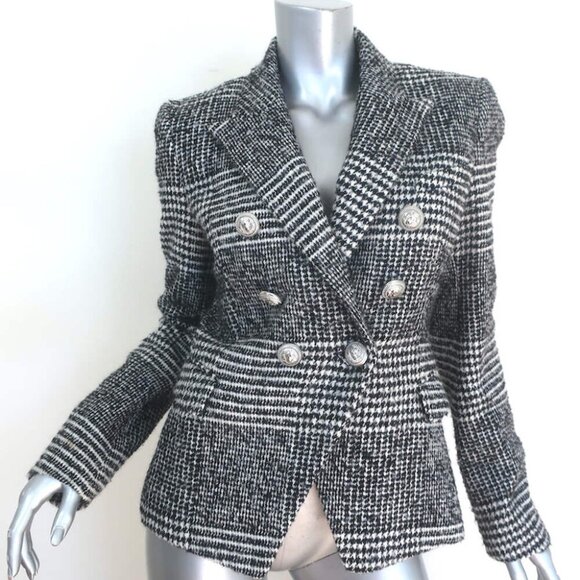 Balmain Jackets & Blazers - Balmain Houndstooth Tweed Double Breasted Blazer Black/White Size 38